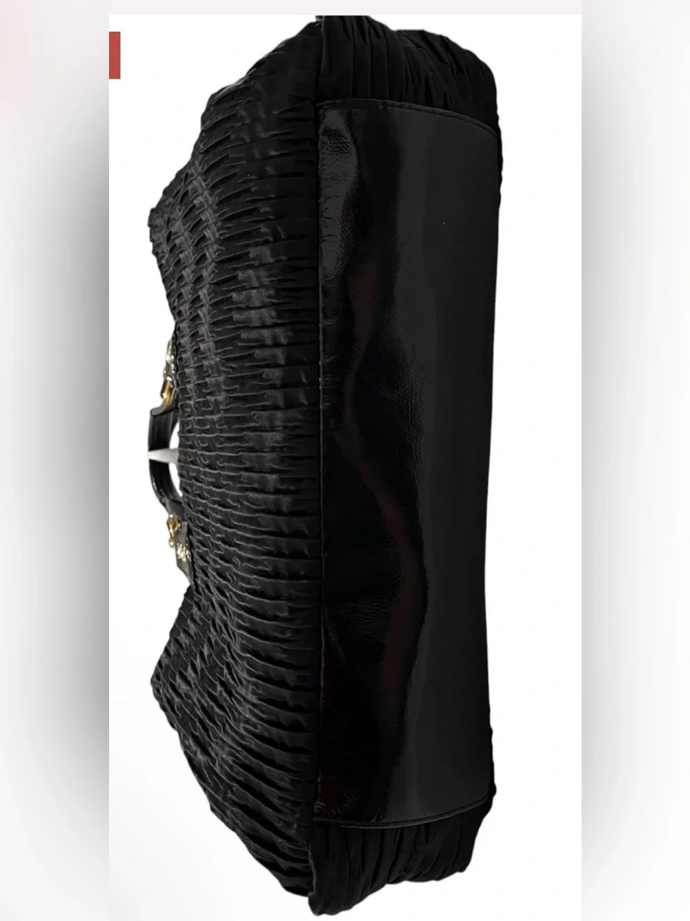 Coach Ashley Gathered Satin Satchel — Black